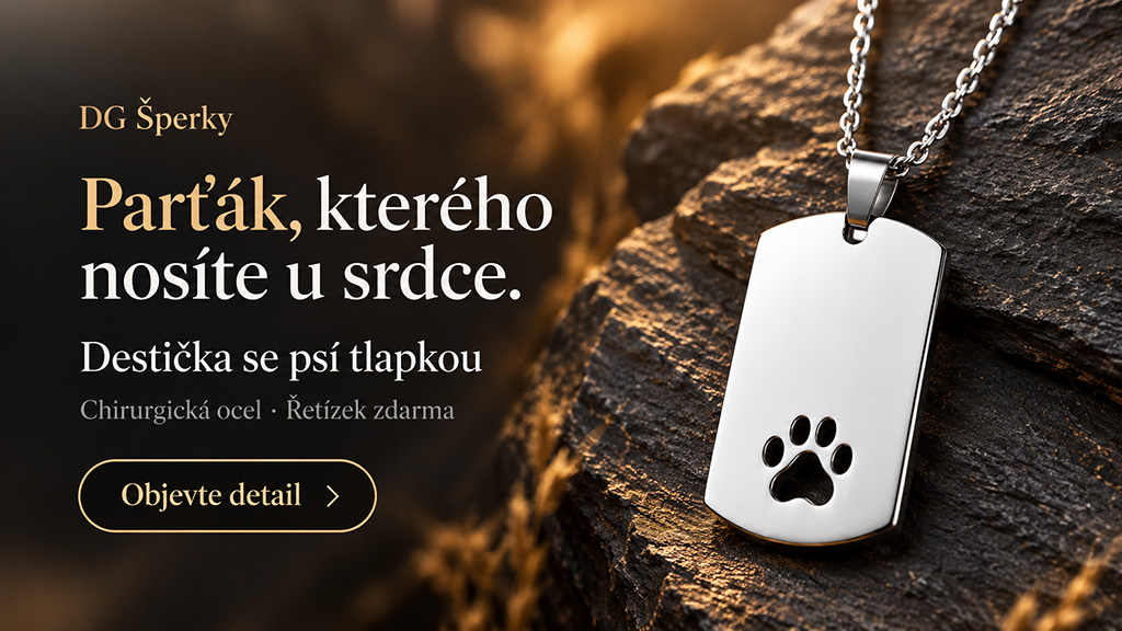 Ocelový přívěsek destička se psí tlapkou (4)